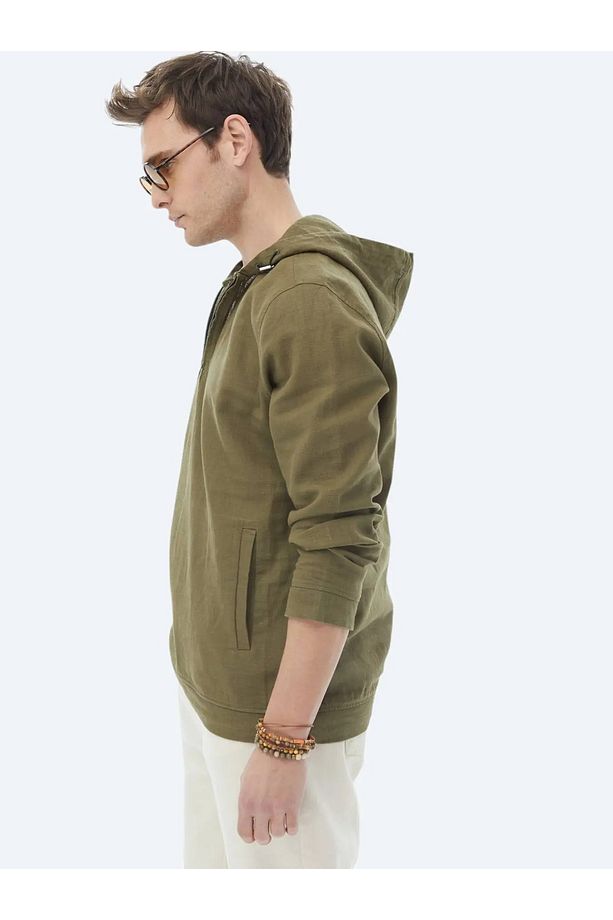 Haki Regular Fit Dokuma Overshırt - 6