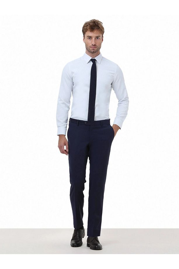 Saks Düz Dokuma Fitted Fit Klasik Yün Karışımlı Pantolon - 2