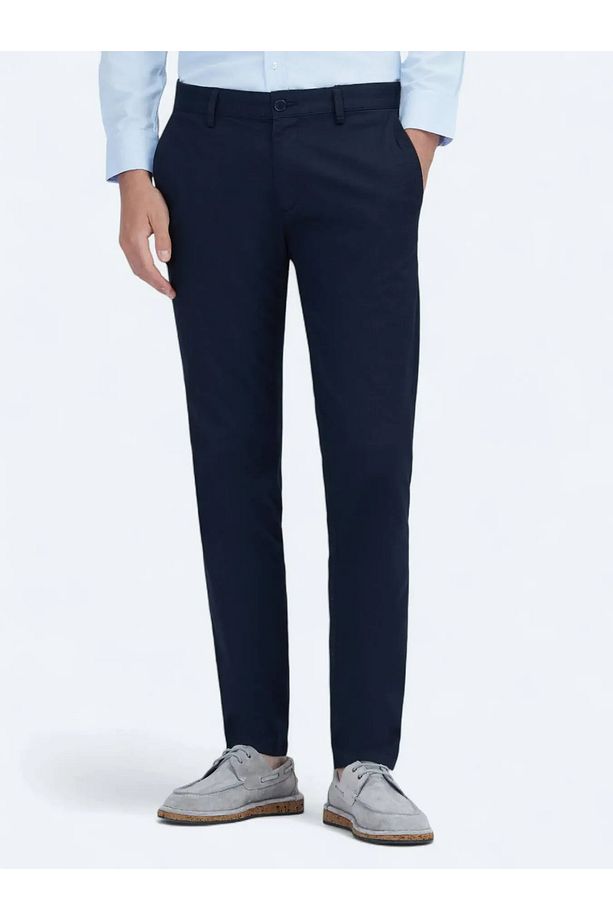 Lacivert Düz Dokuma Regular Fit Casual Pamuk Karışımlı Pantolon - 2
