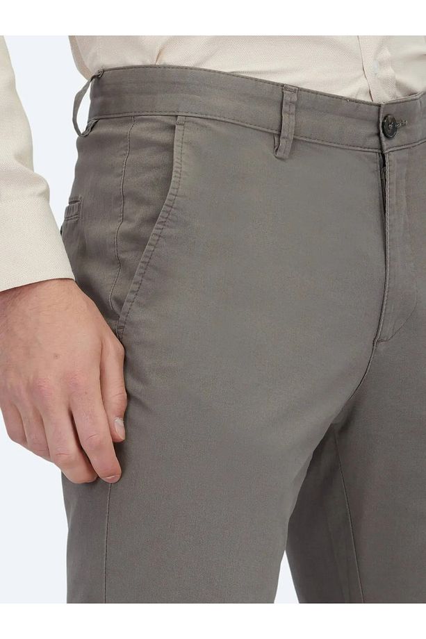Açık Kahve Düz Dokuma Regular Fit Casual Pamuk Karışımlı Pantolon - 3