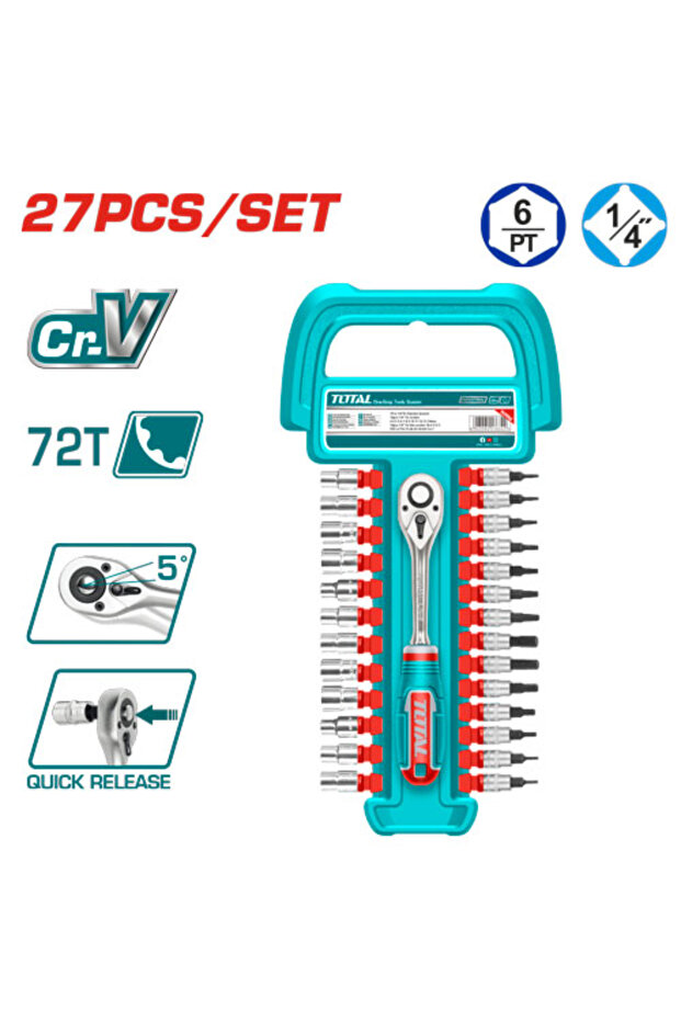طقم حبوب مع يد اتوماتيك 1/4" 27pcs/set - 1