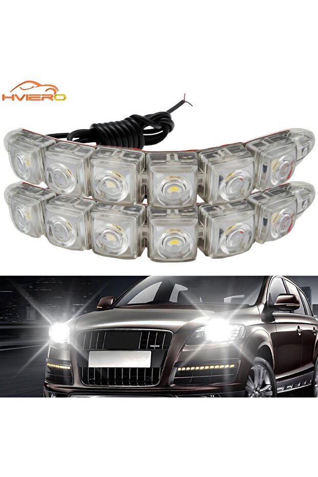 Black Shell 2X Day Light Car Led DRL Daytime Running Light Flexible 6LED Parking White Waterproof Dr