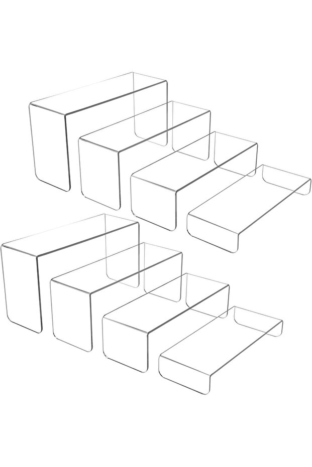 8 PCS Acrylic Risers for Display, 4-Tier Clear Display Stand Risers (Large Rectangle) - 1