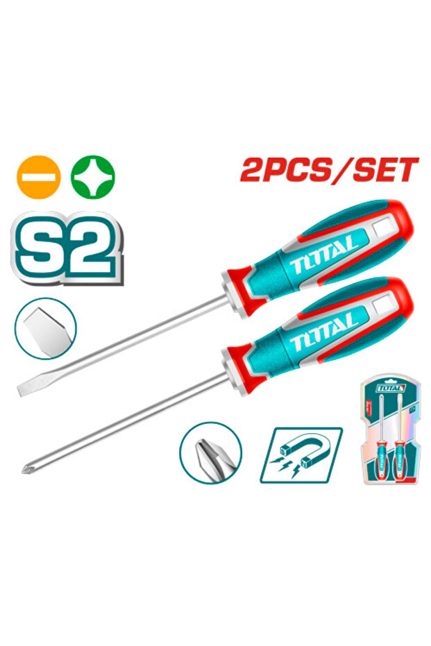 2pcs/set Rubber Hand Screwdriver Set, First Class, Regular/Cross - 1