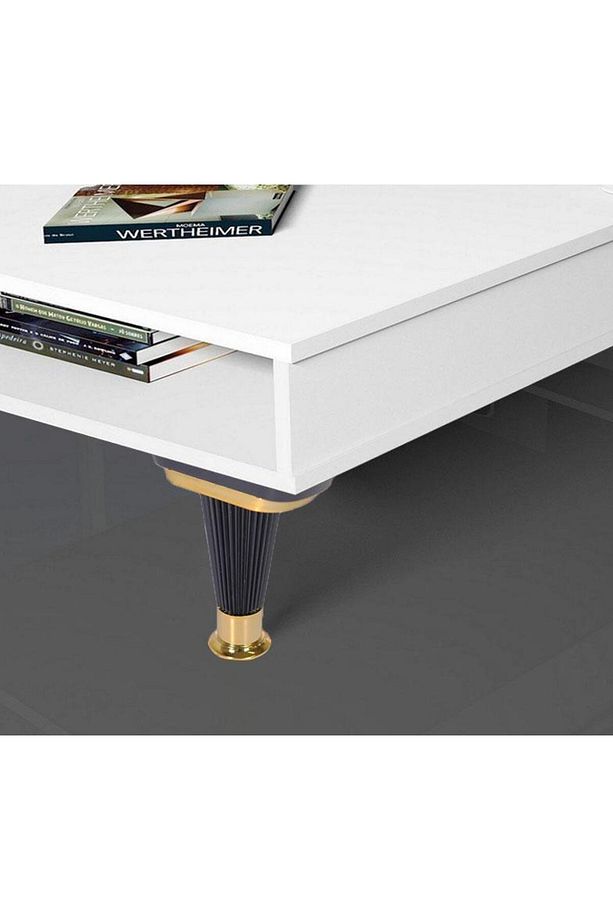 (4 ADET) Mobilya Kanepe Puf Ünite Sehpa Ayağı Siyah Gold Baza Yükseltici Ayak 15 Cm - 4