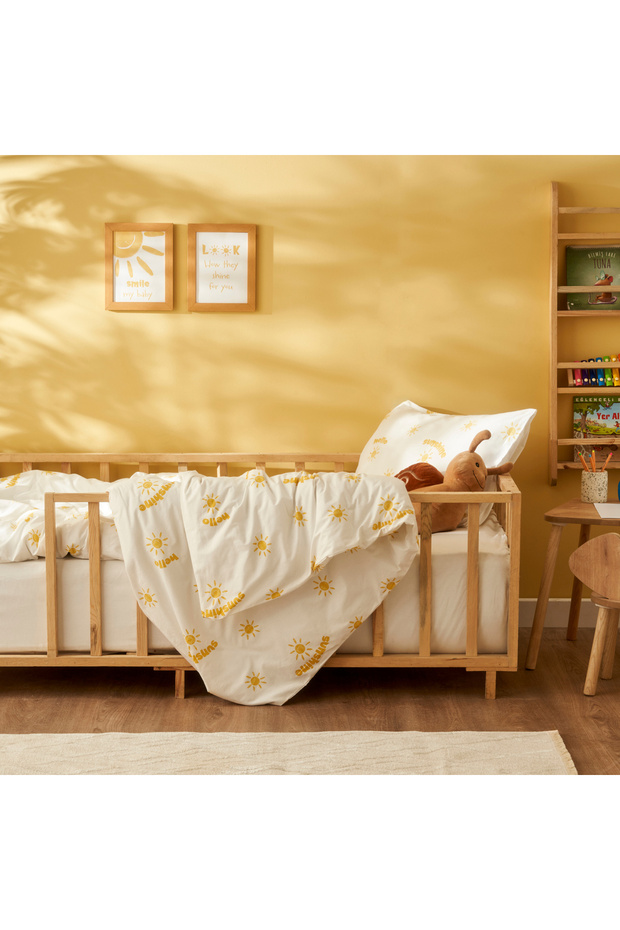 100% Cotton Hello Kids Duvet Cover Set Yellow (160X220 cm)