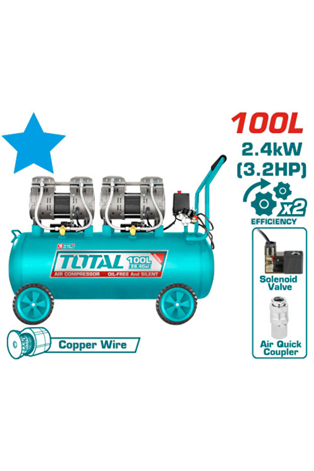100L 3.2HP Dual Motor Air Compressor