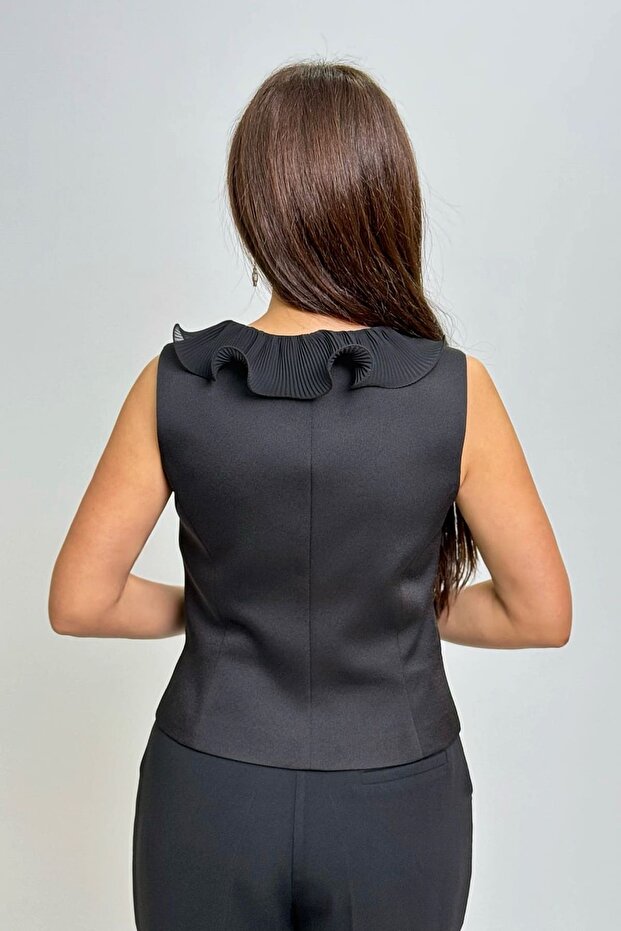 Fırfır detaylı anvelop yelek - 4