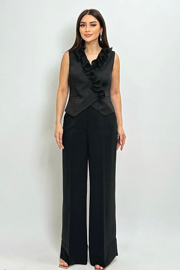 Fırfır detaylı anvelop yelek - 3