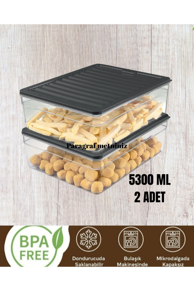 Storage Container Refrigerator Organizer 5300 ml 2 Pieces Storage Container - 1