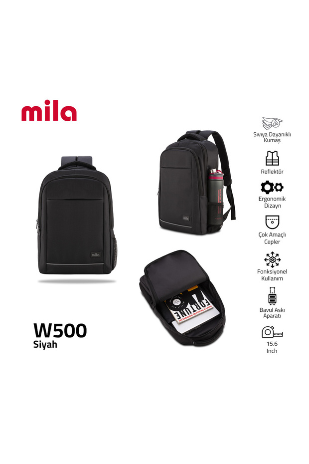 حقيبة ظهر للكمبيوتر المحمول Classone W500 مقاس 15.6 بوصة Ki3-01-003 Network 4 - متوافقة مع لينوفو، أسوس، ماك آير - أسود
