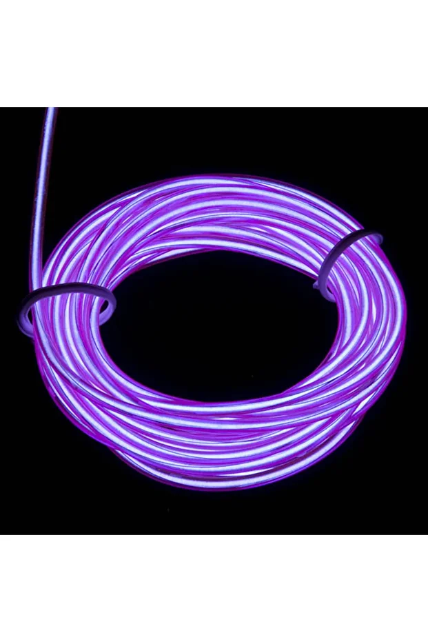 EL Wire Neon İp Led - Mor (3m) - 1