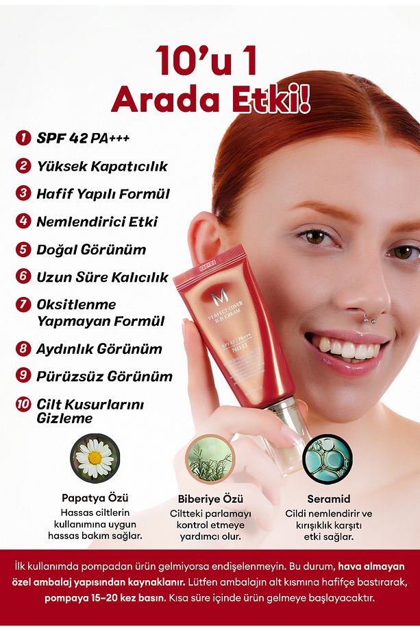 Mükemmel Kapatıcılık Sunan Çok Fonksiyonlu  M Perfect Cover BB Cream Ex SPF42/PA+++ No.13 (50ml) - 2