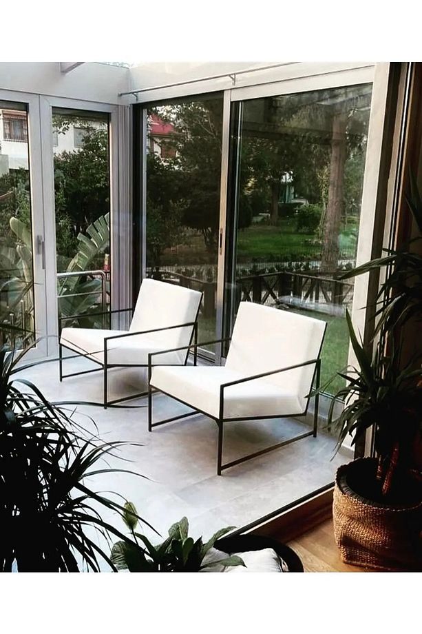 Berjer (1 ADET) İskandinav Berjer Metal Berjer Tekli Koltuk Ofis Cafe - 5