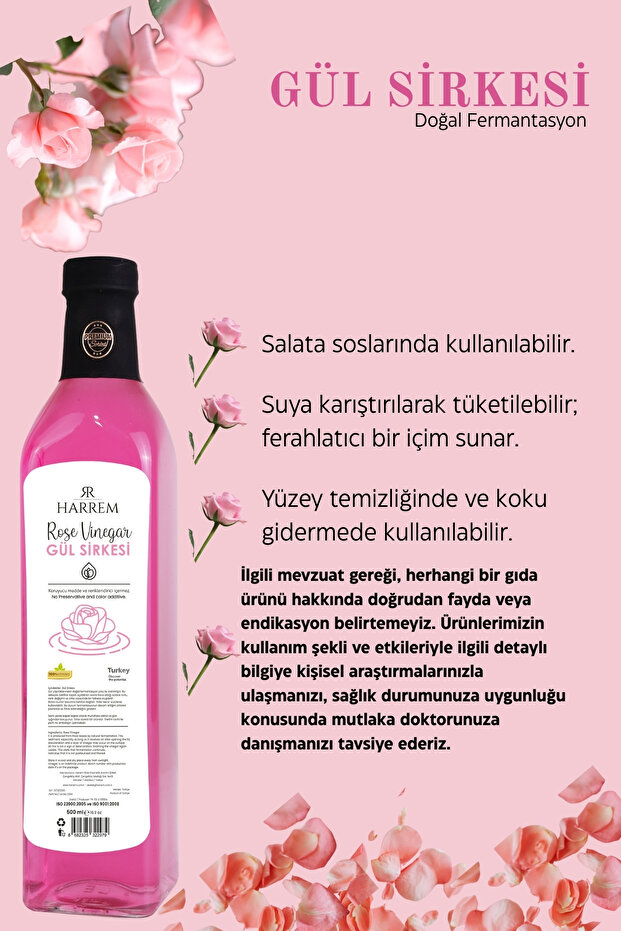 Gül Sirkesi Doğal Fermantasyon 500 ml - 2