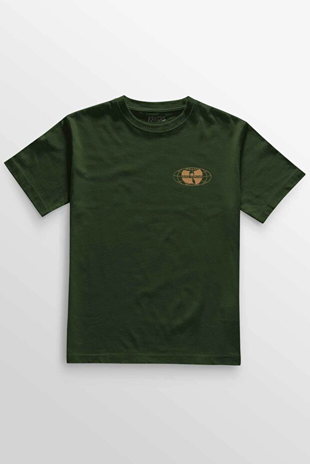 Unisex Khaki T-Shirt Wu Tang Clan Minimal Front Printed Tee Regular Fit Y2K Rap Hip Hop New York