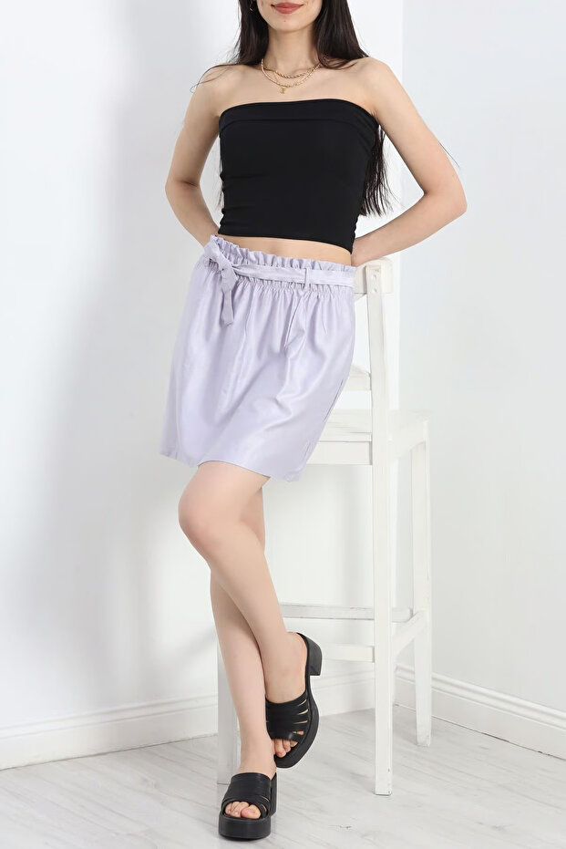 Women's Belted Mini Skirt Smoke Gray Color