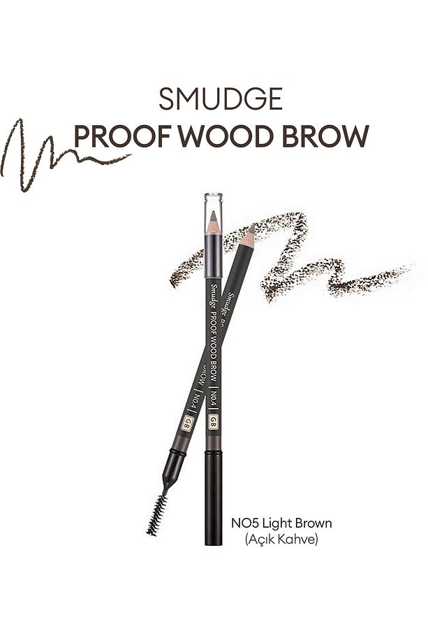 Bulaşmayan Kalıcı Doğal Kaş Kalemi Smudge Proof Wood Brow No.5 (LİGHT BROWN) - 1