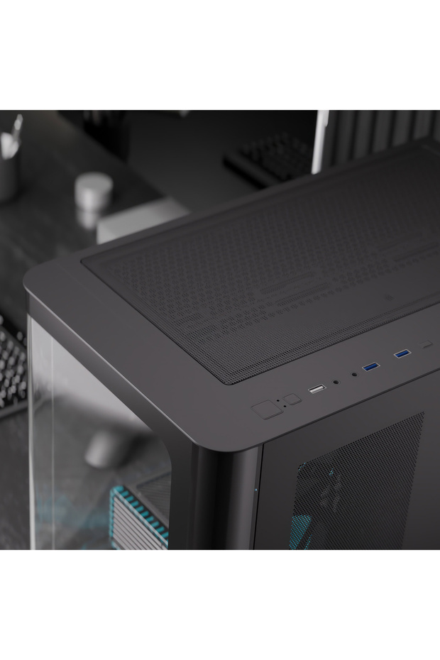 P500C 4x12cm Mirror A-RGB Fanlı, Panoramik Tempered Panel, ATX (AE-P500C-BK) - 5