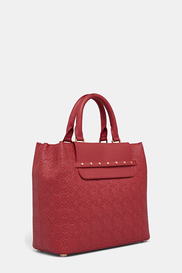 KIRMIZI MONOGRAM DERİ ÇANTA - 3