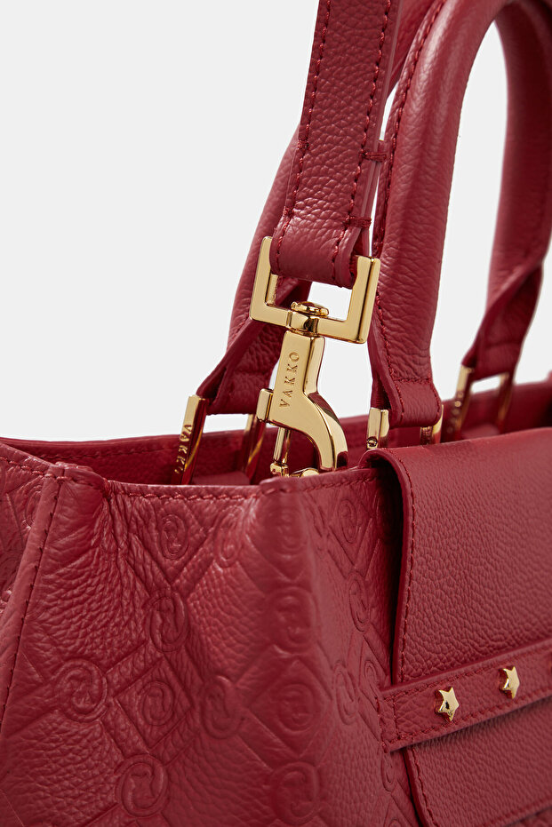 KIRMIZI MONOGRAM DERİ ÇANTA - 6