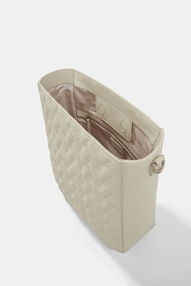 EKRU MONOGRAM DERİ ÇANTA - 7