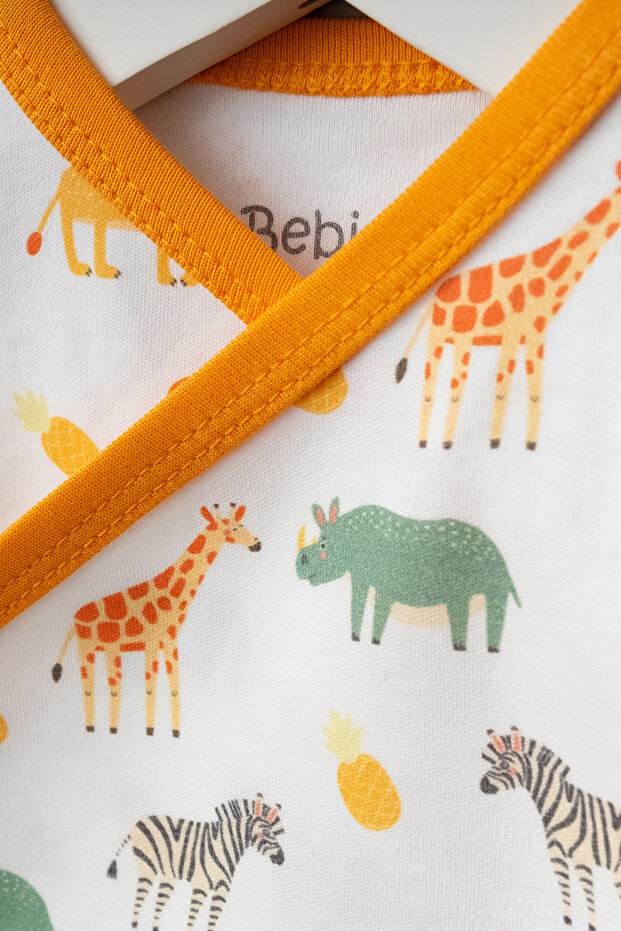 5parça Sevimli Hayvanlar Desemli Yenidoğan Seti - 4