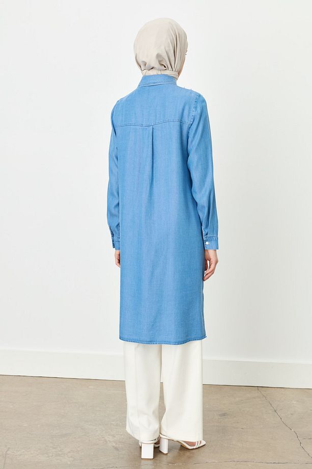 Püskül Detaylı T.E.N.C.E.L Tunik Buz - 4