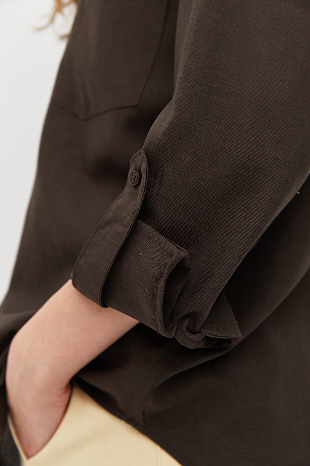 Oversize Keten Gömlek - 5