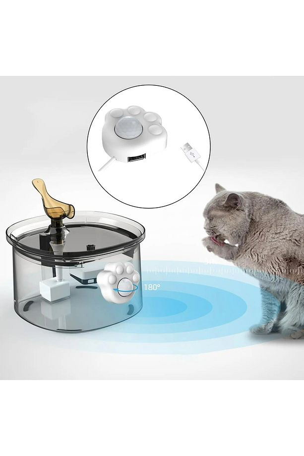 Kedi Su Sebili Hareket Sensörü 3 Metreye Kadar Otomatik Algılama USB Girişli - 2