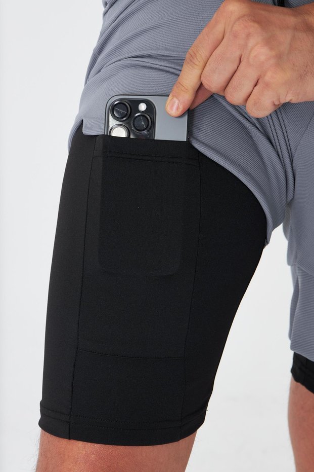 Men's Tights and Zippered Pocket Sports Shorts Smoked 5807-F