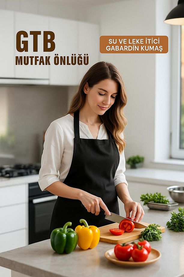 Mutfak Önlüğü Leke Tutmaz Gabardin Aşçı Şef Barista Mutfak Önlük Unisex Chef Apron - 4