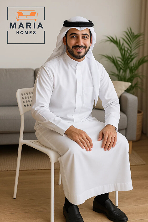 كرسي بلاستيكي أبيض مثقب - حل جلوس خفيف الوزن وقابل للتكديس وجيد التهوية - 3