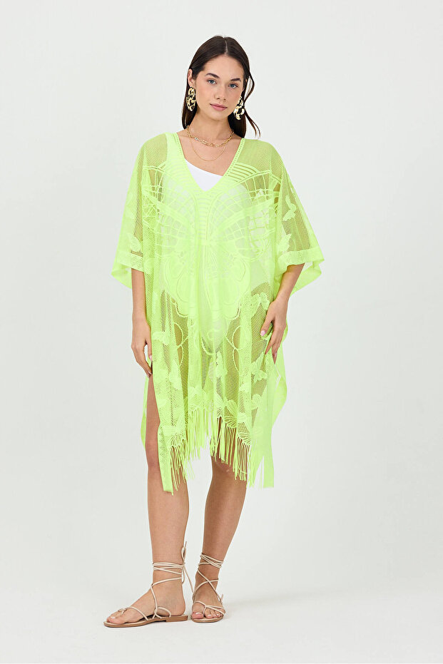 Bysen Butterfly Patterned Loose Beach Dress Pareo