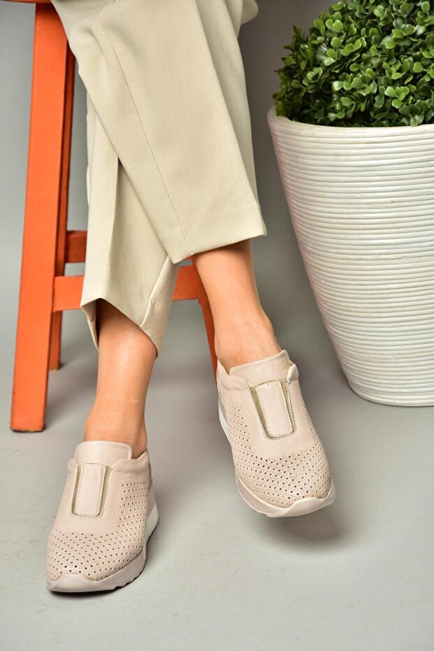 S540045503 Brązowe buty damskie na co dzień z prawdziwej skóry - 2