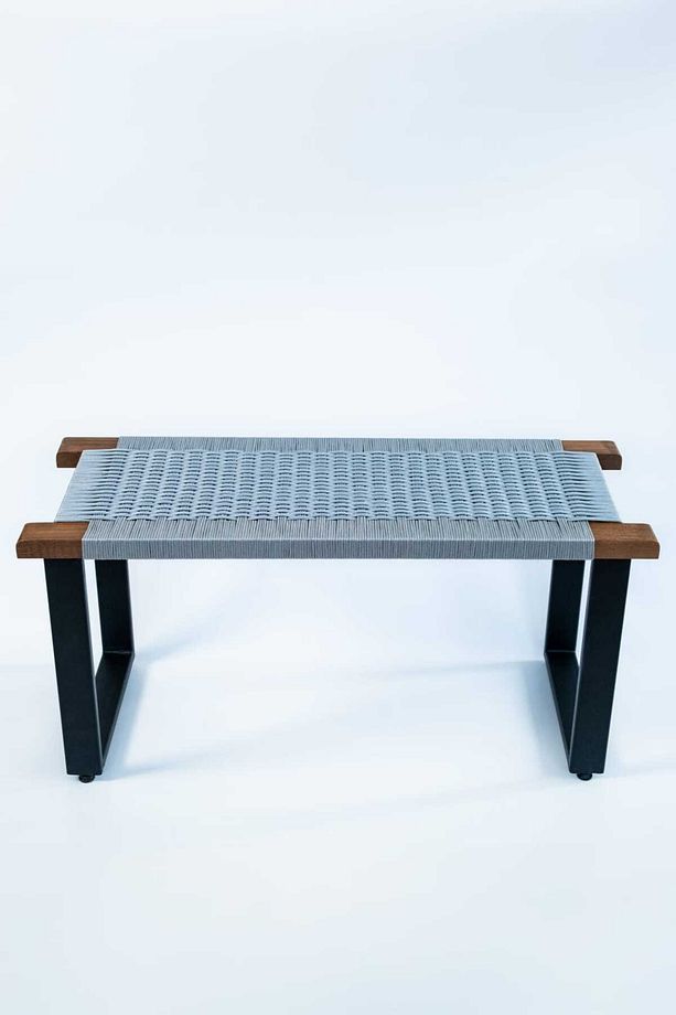 Hasır Örgülü Ahşap Bench 90x38cm Mutfak Oturma Odası Yemek Odası - 2