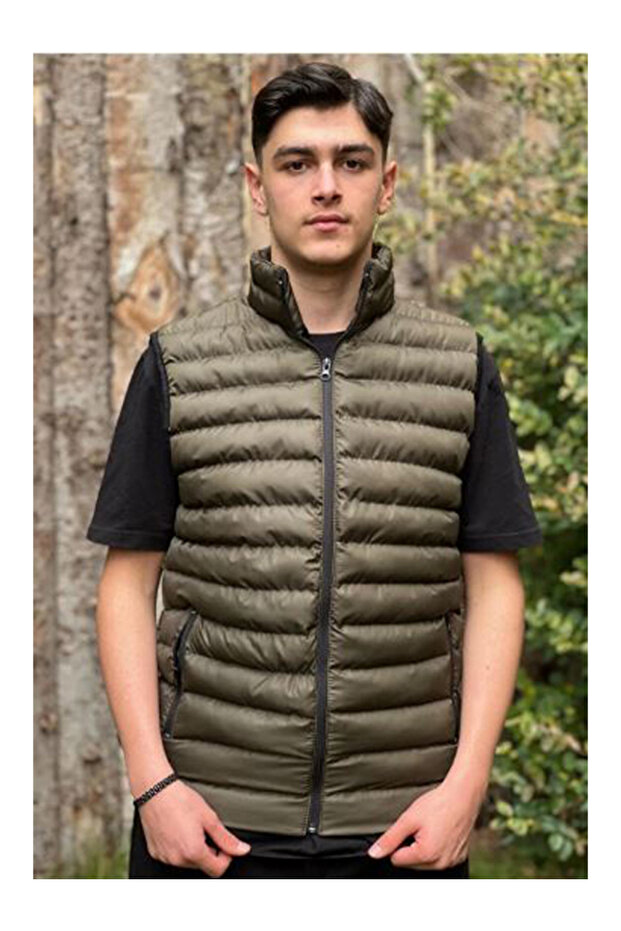 Khaki Men's Puffer Vest