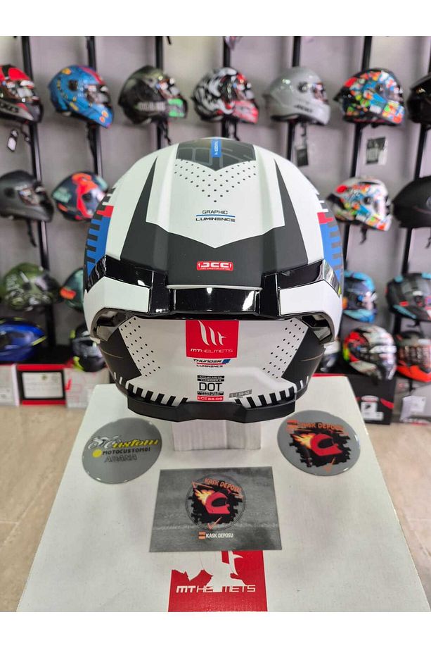 -Thunder 4 SV Luminence A7 Mat Beyaz/Kırmızı/Mavi Kapalı Kask - 4