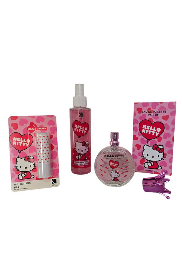 Hello Kitty 50ml Çocuk Parfüm 150ml Simli Vücut Psreyi ve Dudak Balımı - 1