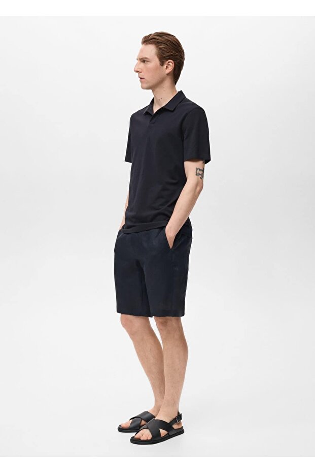 Pamuklu pike polo gömlek - 5