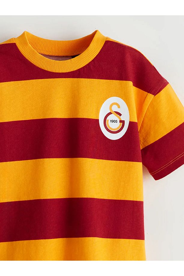 %100 Pamuk Bisiklet Yaka Galatasaray Baskılı Erkek Çocuk Tişört Ve Şort 2'li Takım - 4