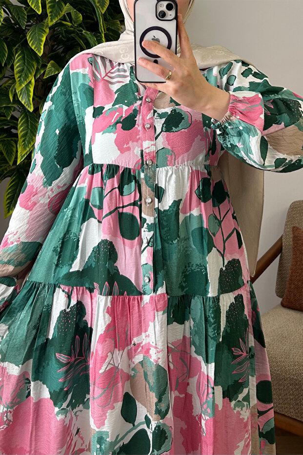 Çiçek Desenli Elbise - 3