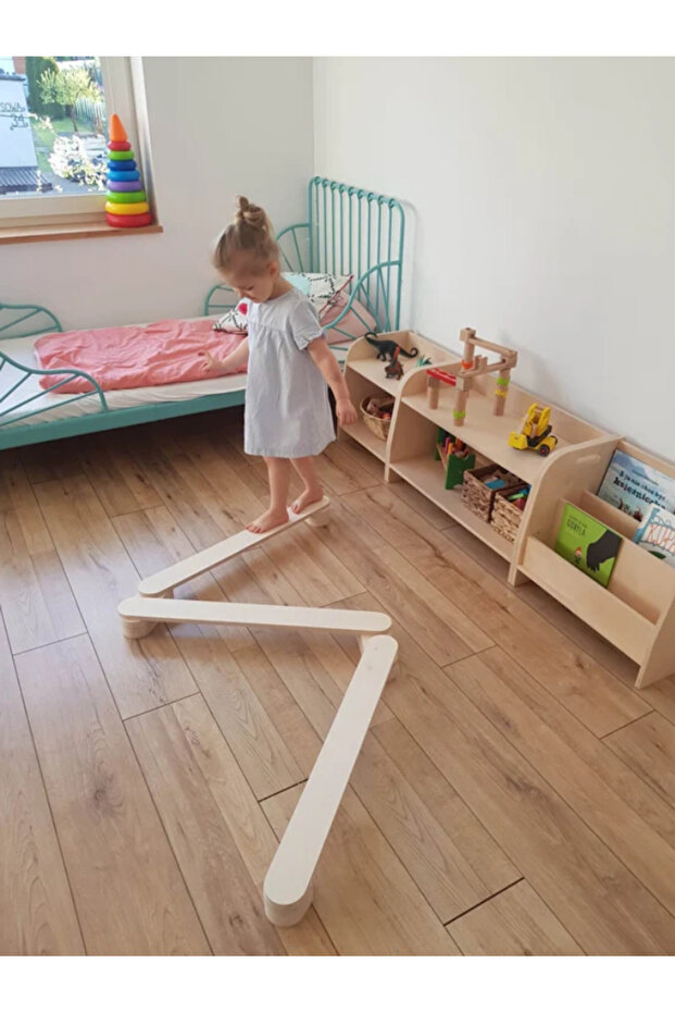 Blance Beam Balance Board Beam Activity Toy Waldorf Board 5-Piece Montessori