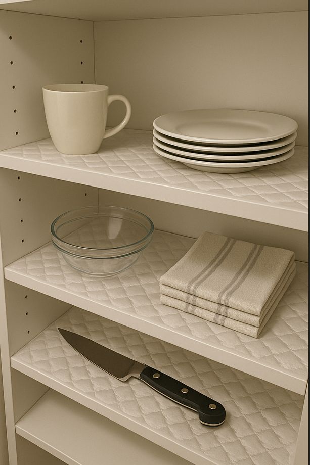 Krem 30 Cm X 10 Mt Fransız Güpür Lüks Saten Kapitone Raf Örtüsü / Çekmece Örtüsü / Dolap Içi Örtü - 3