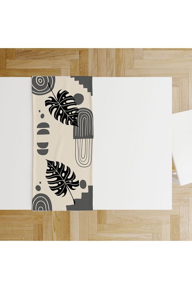 Bohem Boho Temalı Gri Krem Renkli Dekoratif Hediyelik45x100'cm Dekorasyon Runner Masa Örtüsü - 3