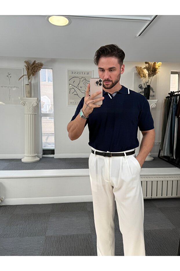 RL Şeritli Yaka Triko - 1