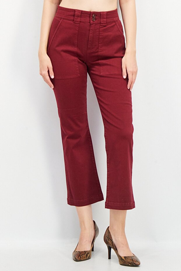 Women Regular Fit Textured Stretchable Jeans, Maroon