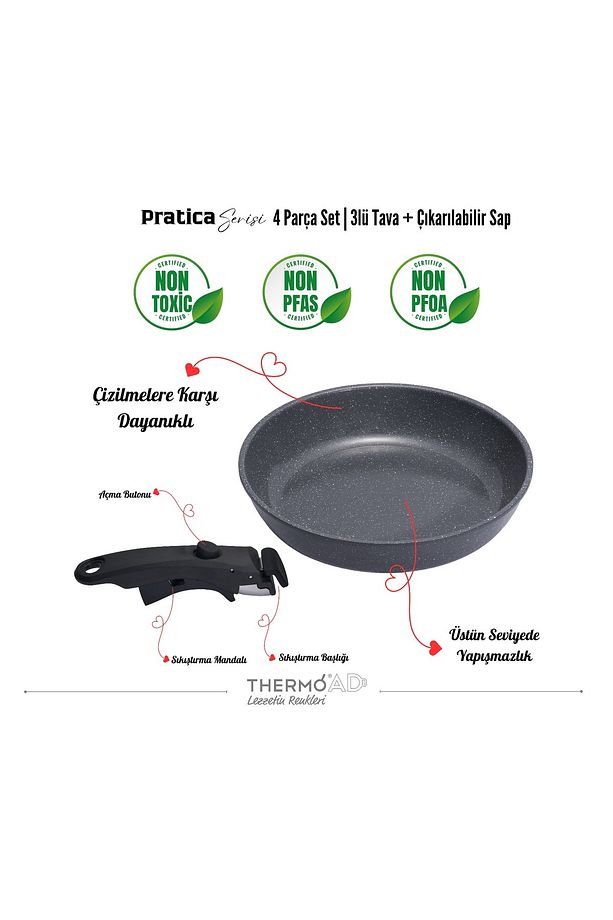 | PRATİCA SERİSİ | TAVA SET | 4 PARÇA | GRİ - 3