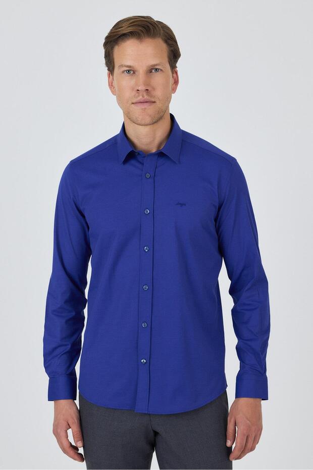Men's Long Sleeve Hard Collar Cotton Slim Fit Shirt 1004250195