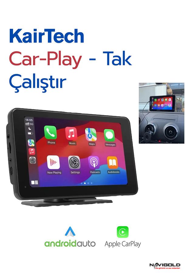 CP-7 7 İnç Uyumlu Kablosuz CarPlay Android Auto | Tak Çalıştır Dokunmatik Ekran + Park Kamerası - 1